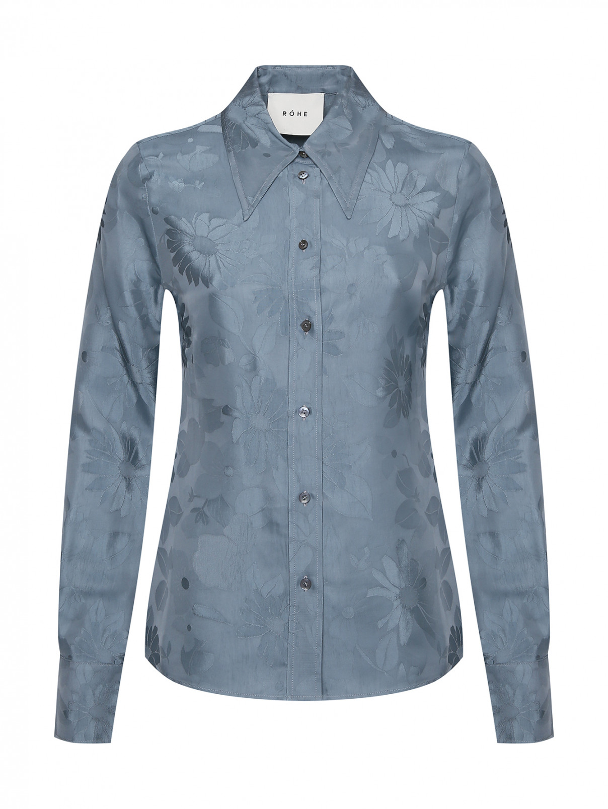 Блуза из вискозы с узором Rohe  –  Общий вид  – Цвет:  Синий