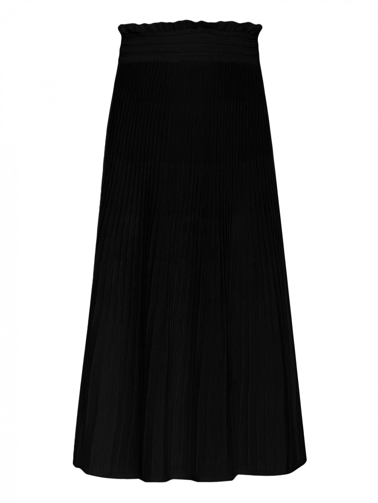 Юбка-миди из шерсти на резинке Moschino Boutique  –  Общий вид  – Цвет:  Черный
