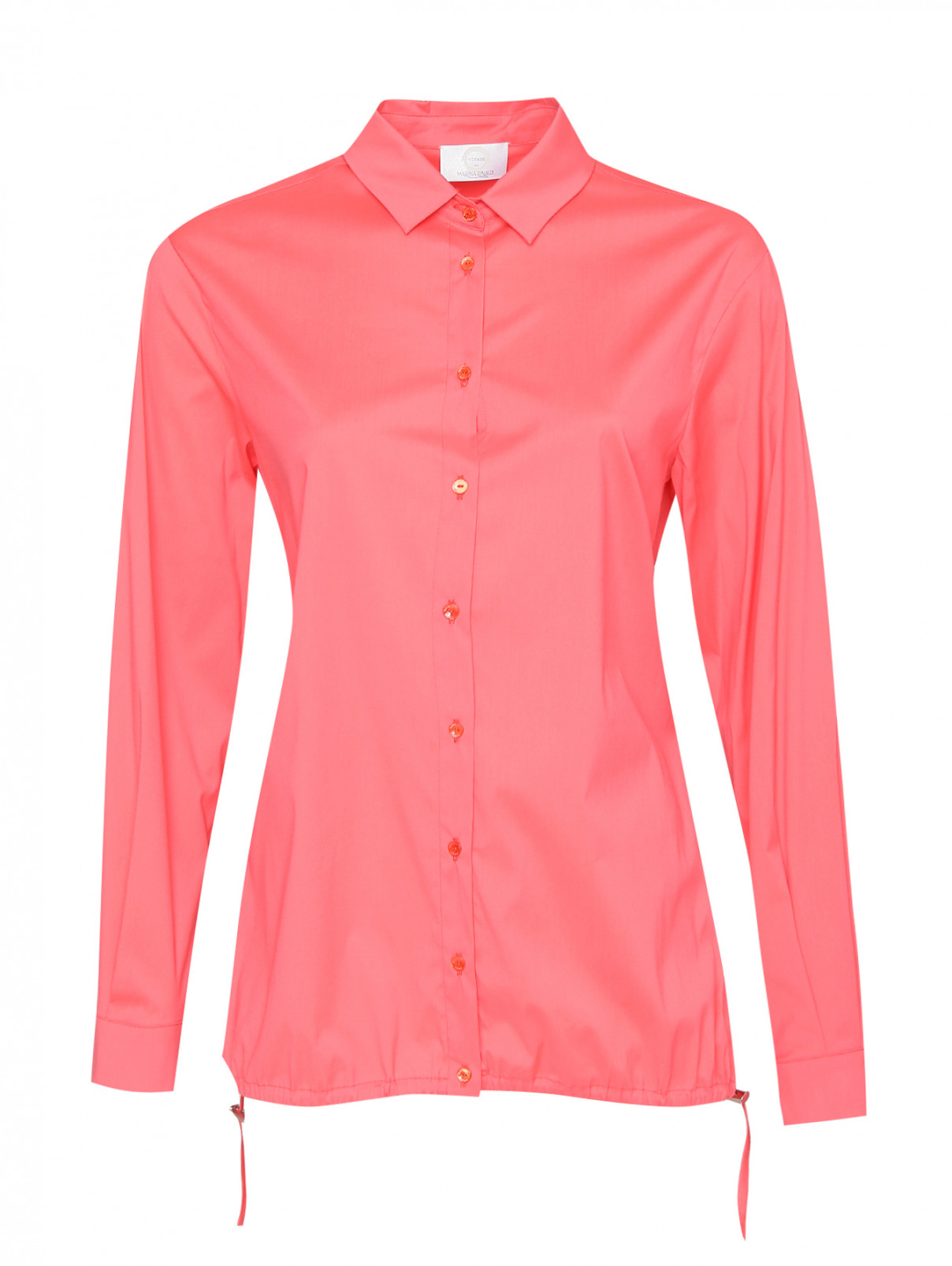 Рубашка из хлопка однотонная Marina Rinaldi  –  Общий вид  – Цвет:  Розовый
