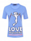 Футболка с принтом и объемной вышивкой Love Moschino  –  Общий вид
