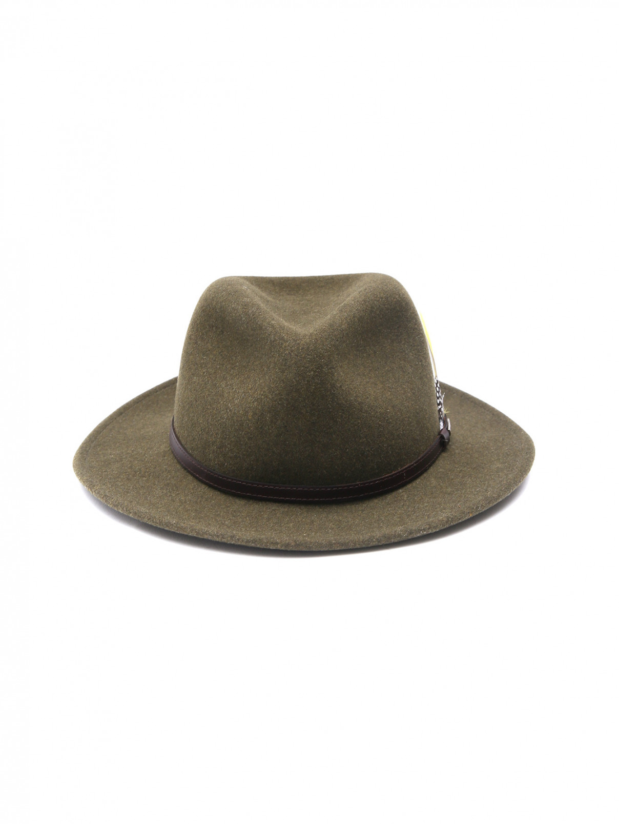 Шляпа из шерсти с декоративным пером Stetson  –  Общий вид  – Цвет:  Зеленый