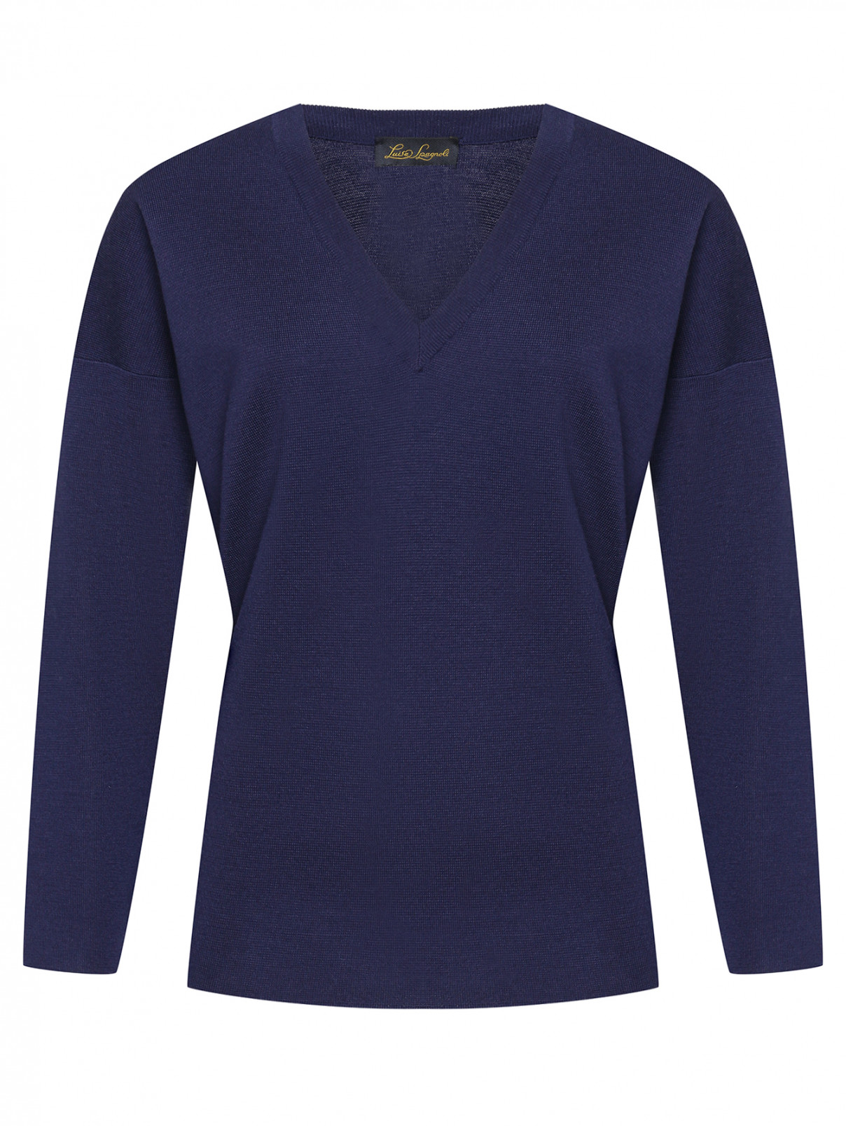 Пуловер из чистой шерсти Luisa Spagnoli  –  Общий вид  – Цвет:  Синий