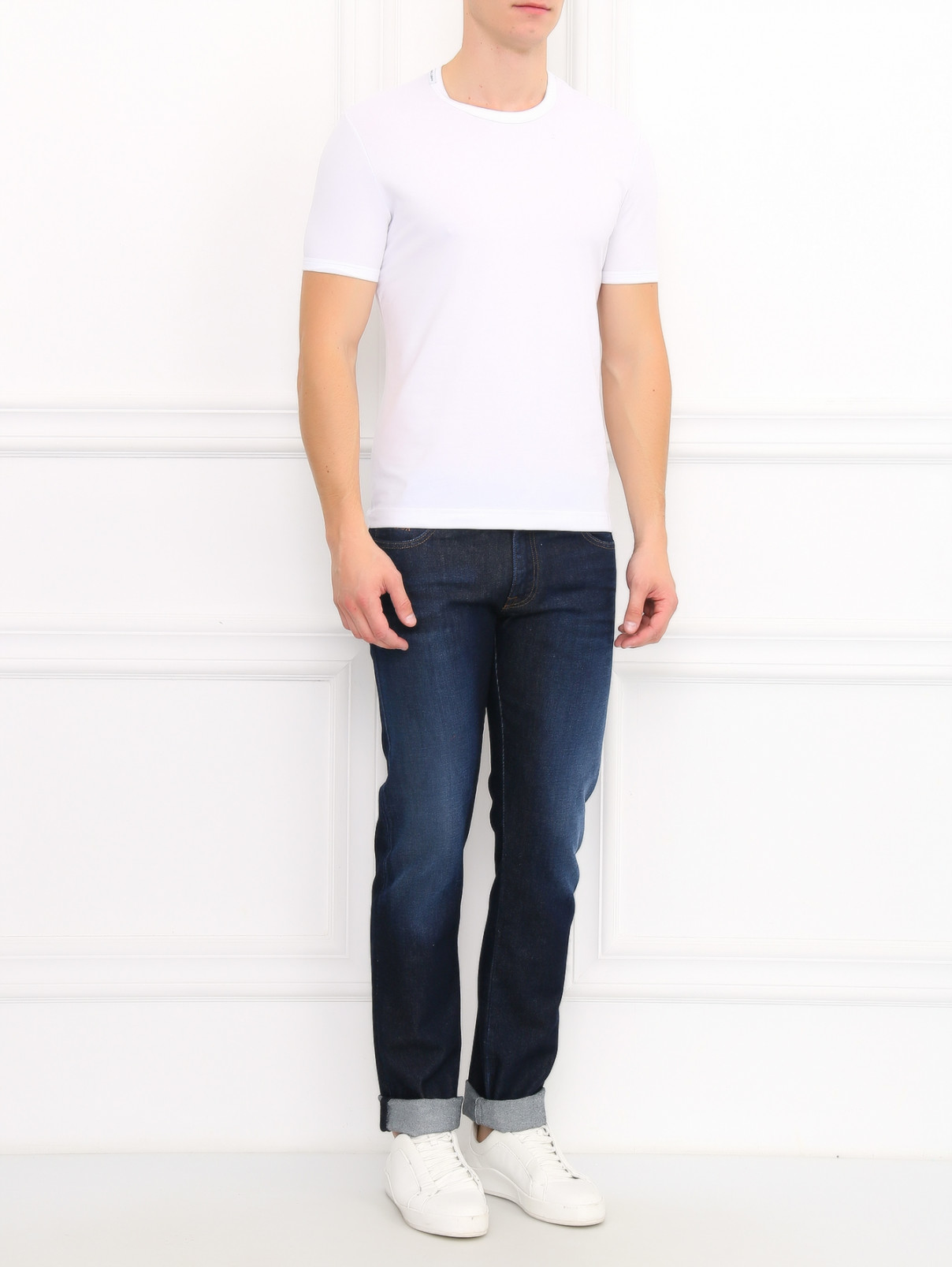 Базовая футболка из хлопка Dolce & Gabbana  –  Модель Общий вид  – Цвет:  Белый