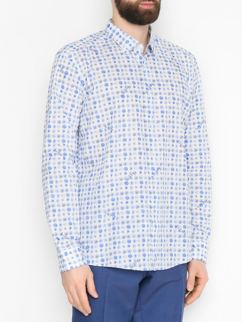 Рубашка из хлопка с узором Ungaro - МодельВерхНиз