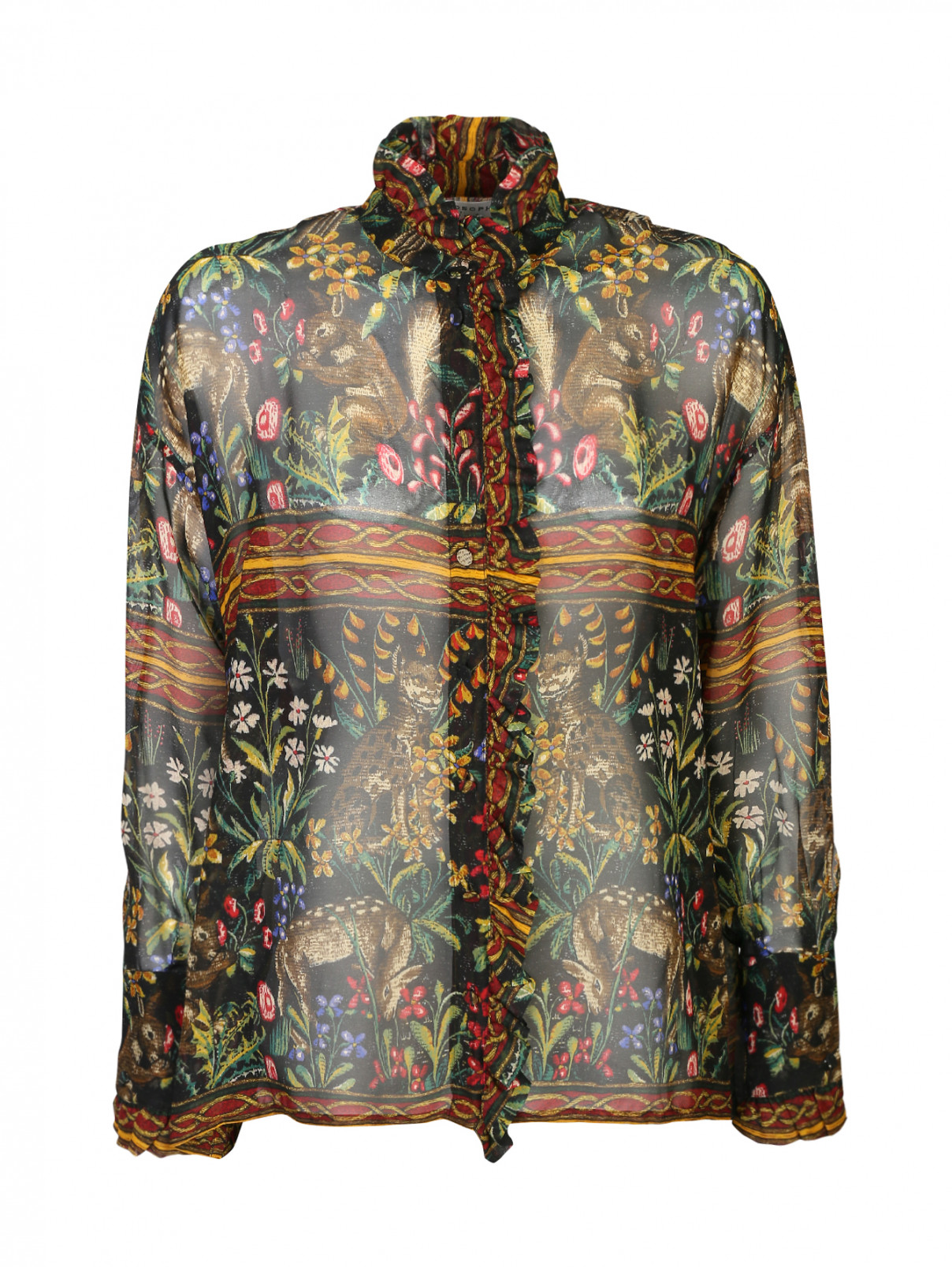Блуза из вискозы, с цветочным принтом Philosophy di Lorenzo Serafini  –  Общий вид  – Цвет:  Мультиколор