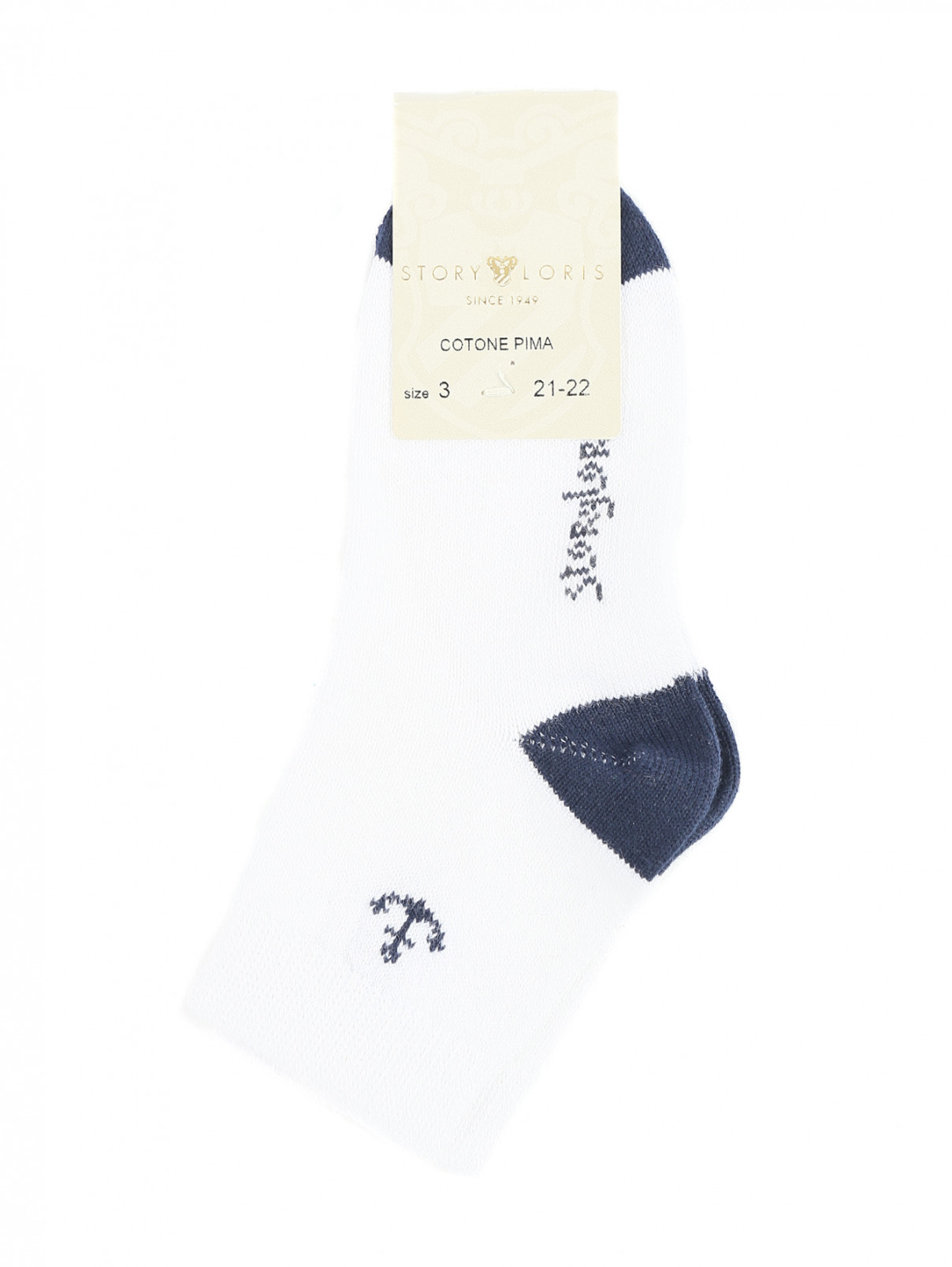 Носки из хлопка с контрастными вставками Story Loris  –  Общий вид  – Цвет:  Белый