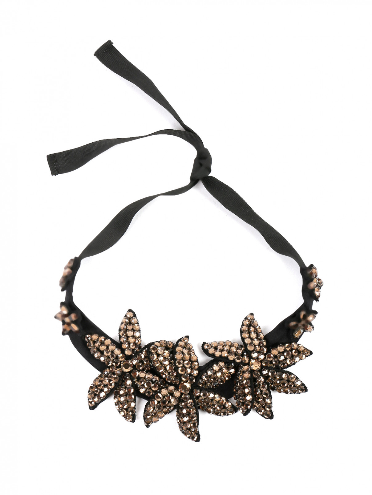 Ожерелье текстильное со стразами Marina Rinaldi  –  Общий вид  – Цвет:  Черный