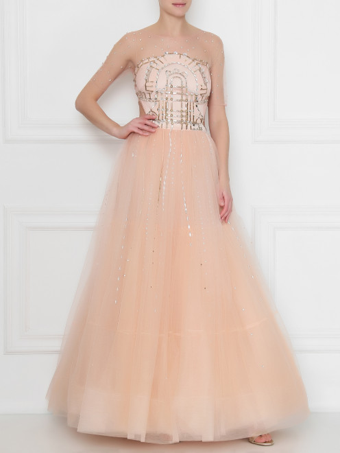 Платье из сетки с вышивкой стеклярусом Temperley London - МодельОбщийВид