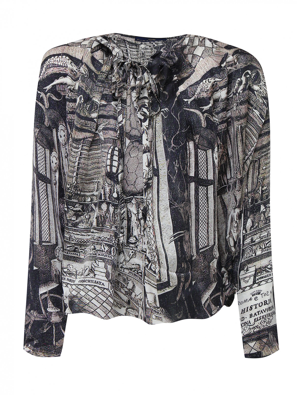 Блуза из шелка свободного кроя Roma e Toska  –  Общий вид  – Цвет:  Мультиколор