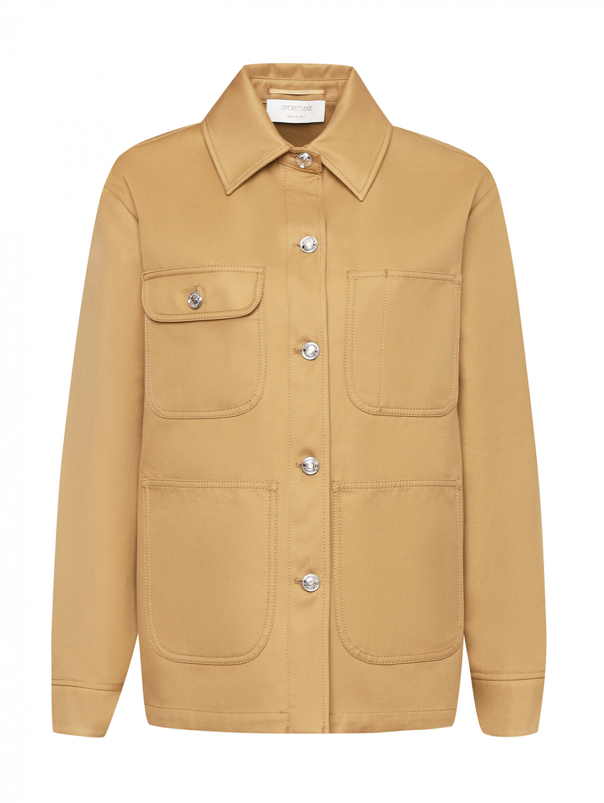 Куртка из хлопка с накладными карманами Sportmax  –  Общий вид  – Цвет:  Бежевый