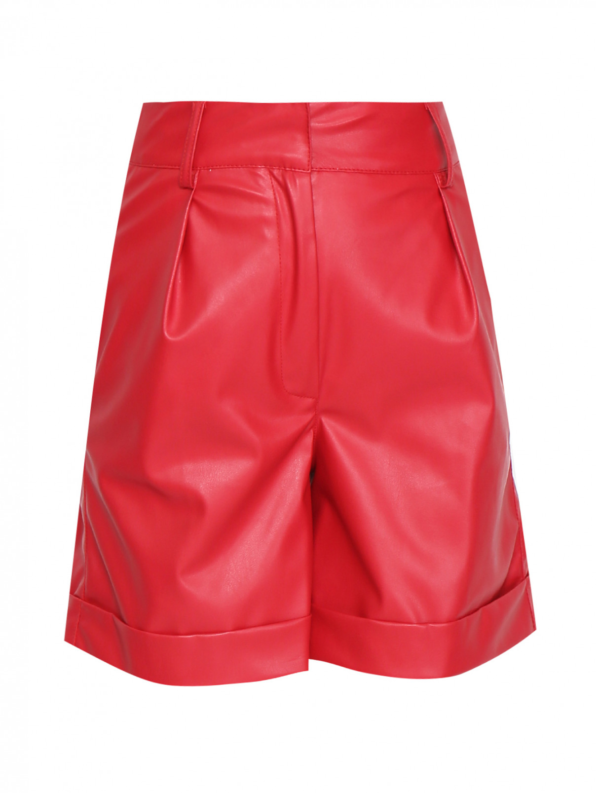 Шорты из эко-кожи с карманами Sfizio  –  Общий вид  – Цвет:  Красный
