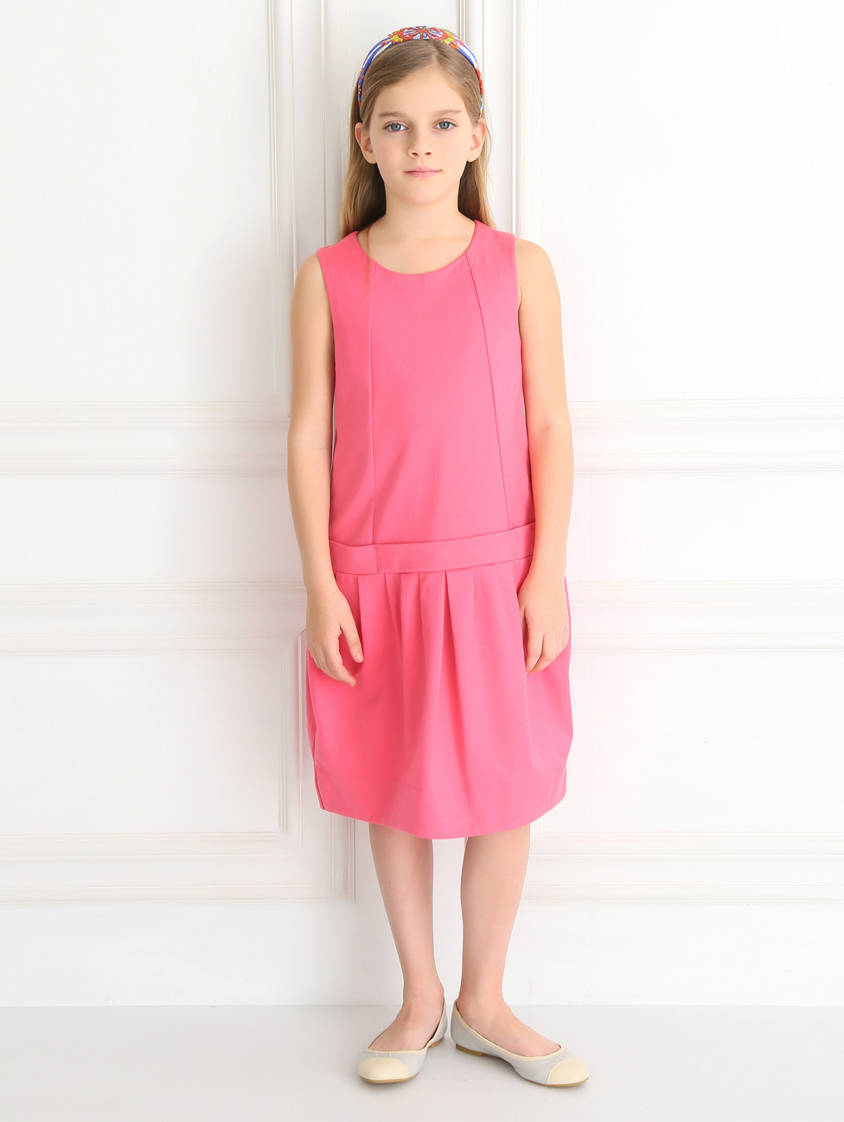 Платье из хлопка с заниженной талией Simonetta  –  Модель Общий вид  – Цвет:  Розовый