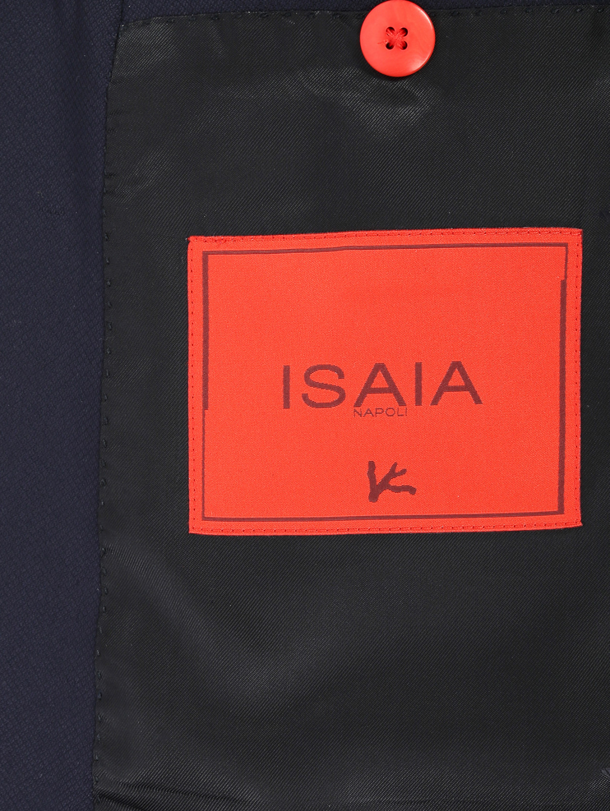 Пиджак однобортный из шерсти Isaia  –  Деталь2  – Цвет:  Синий