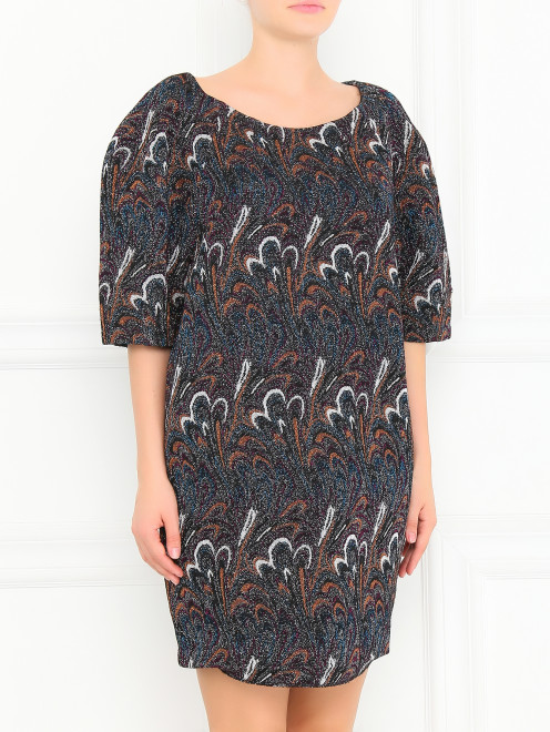 Платье с короткими рукавами и узором GIG Couture - Модель Верх-Низ