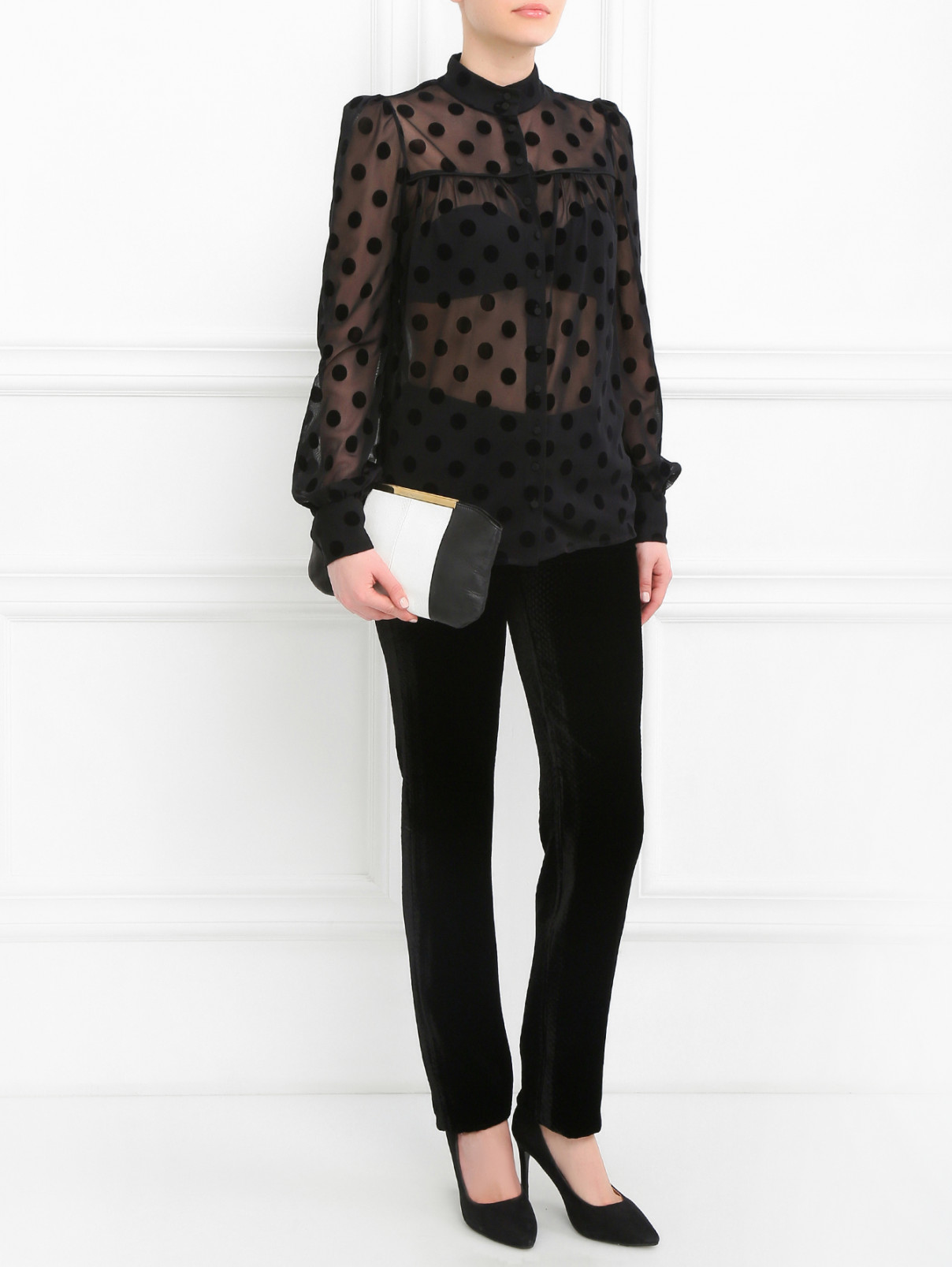 Бархатные брюки с узором Jean Paul Gaultier  –  Модель Общий вид  – Цвет:  Черный