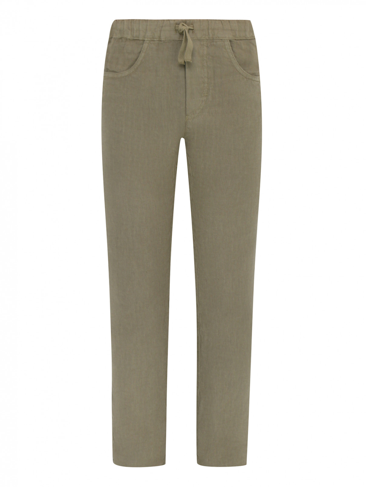 Льняные однотонные брюки Il Gufo  –  Общий вид  – Цвет:  Зеленый