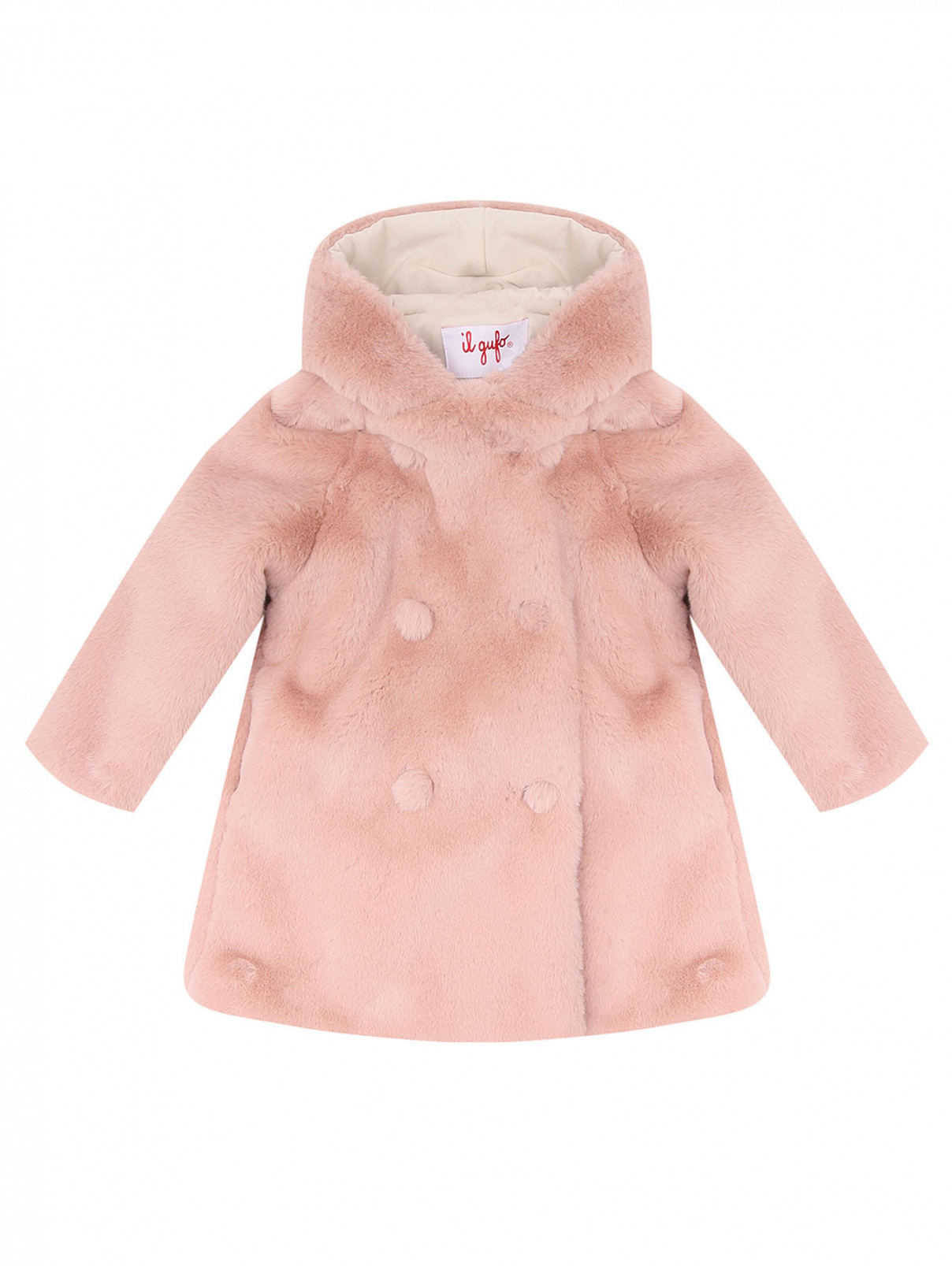 Меховое утепленное пальто Il Gufo  –  Общий вид  – Цвет:  Розовый