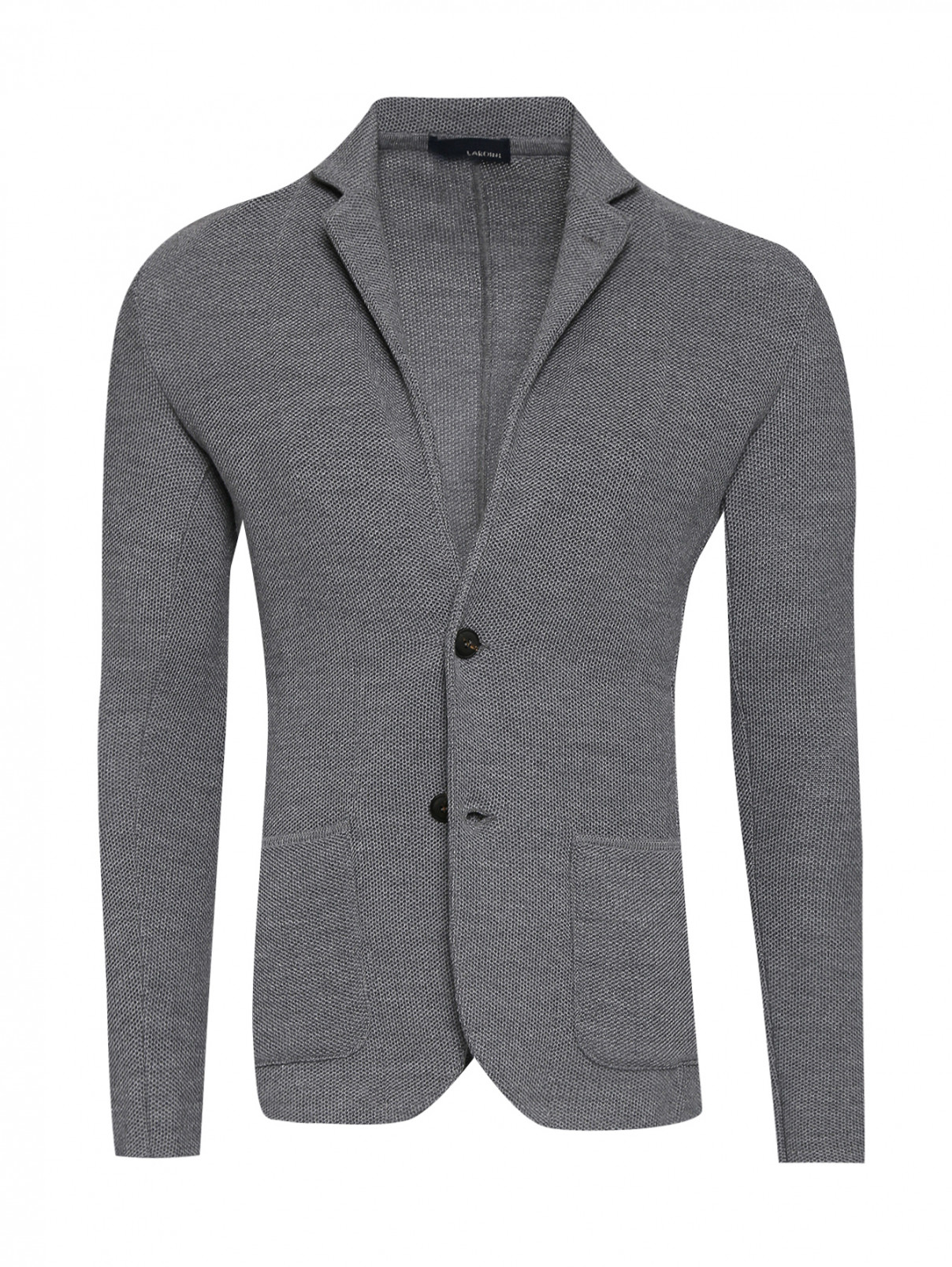 Пиджак однобортный из шерсти LARDINI  –  Общий вид  – Цвет:  Серый