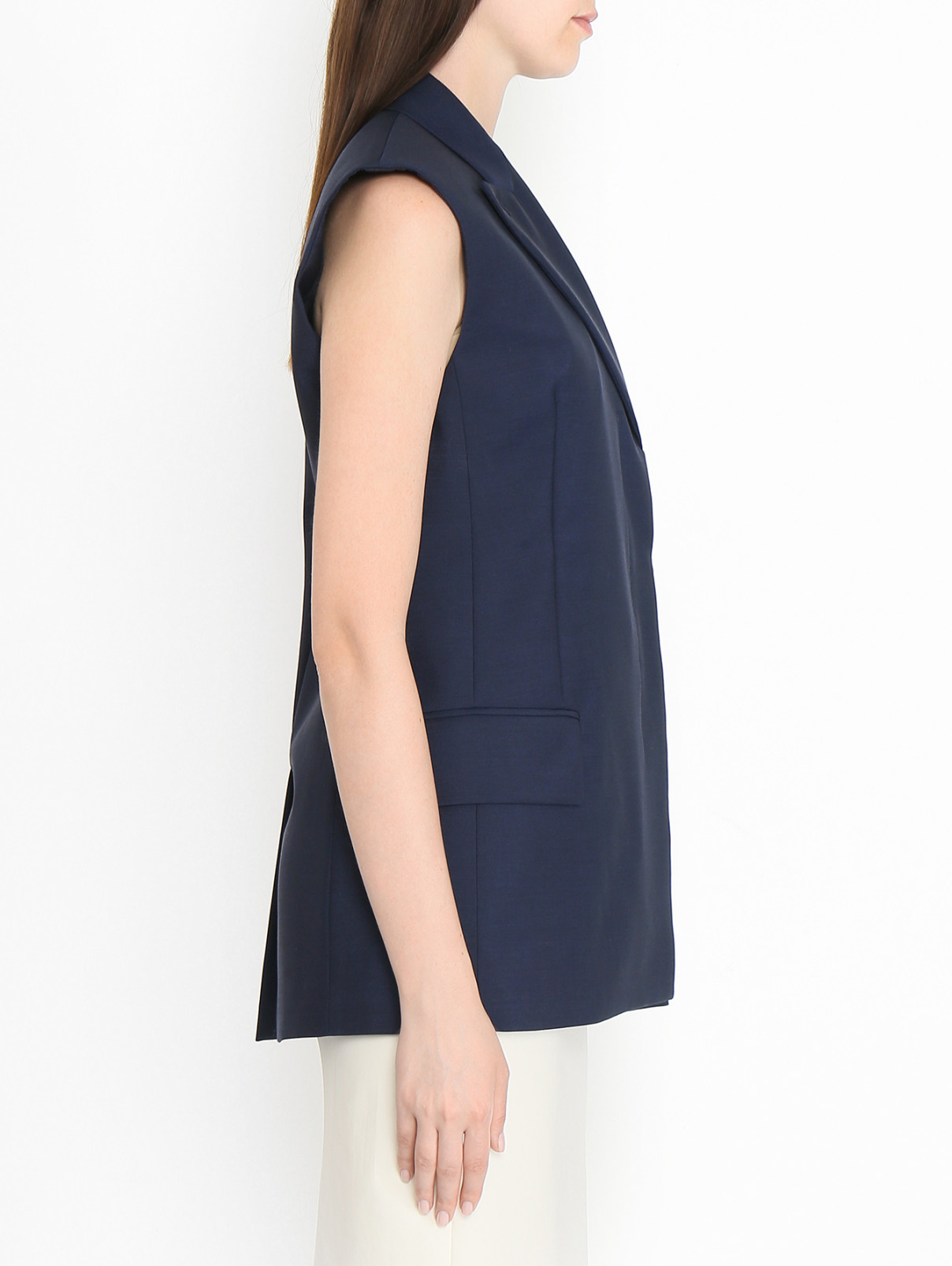Жилет из смешанной шерсти Sportmax  –  МодельВерхНиз2  – Цвет:  Синий
