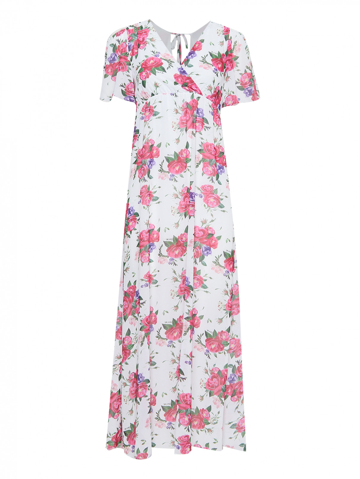 Платье-макси с цветочным узором ODI ET AMO  –  Общий вид  – Цвет:  Белый