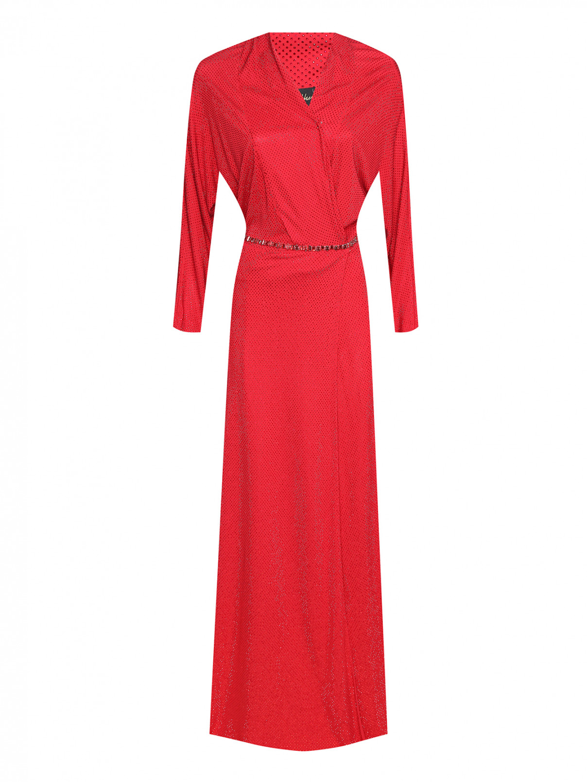 Платье-макси из вискозы, декорированное стразами Jenny Packham  –  Общий вид  – Цвет:  Красный