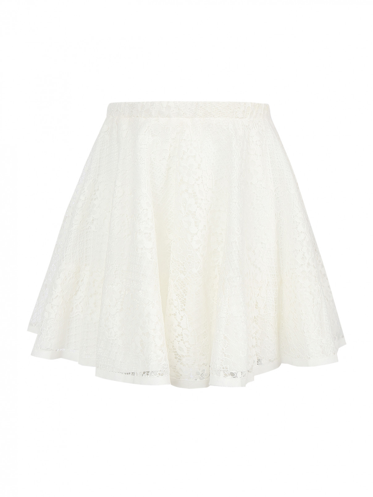 Кружевная юбка-солнце из хлопка Ermanno Scervino Junior  –  Общий вид  – Цвет:  Белый