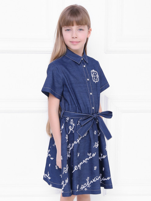 Платье из хлопка с коротким рукавом Ermanno Scervino Junior - МодельВерхНиз