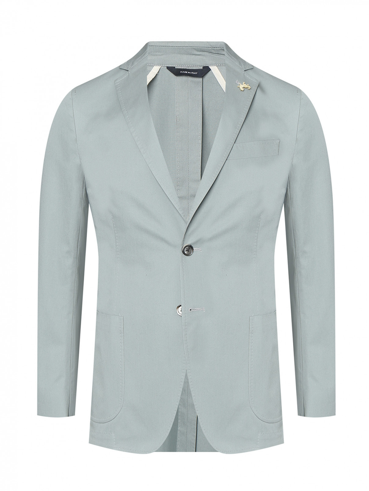 Пиджак из хлопка с накладными карманами Tombolini  –  Общий вид  – Цвет:  Синий