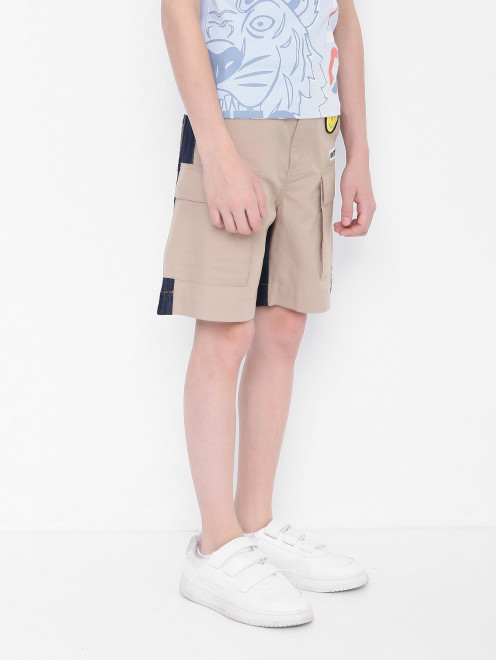 Хлопковые шорты с карманами и нашивками - МодельВерхНиз