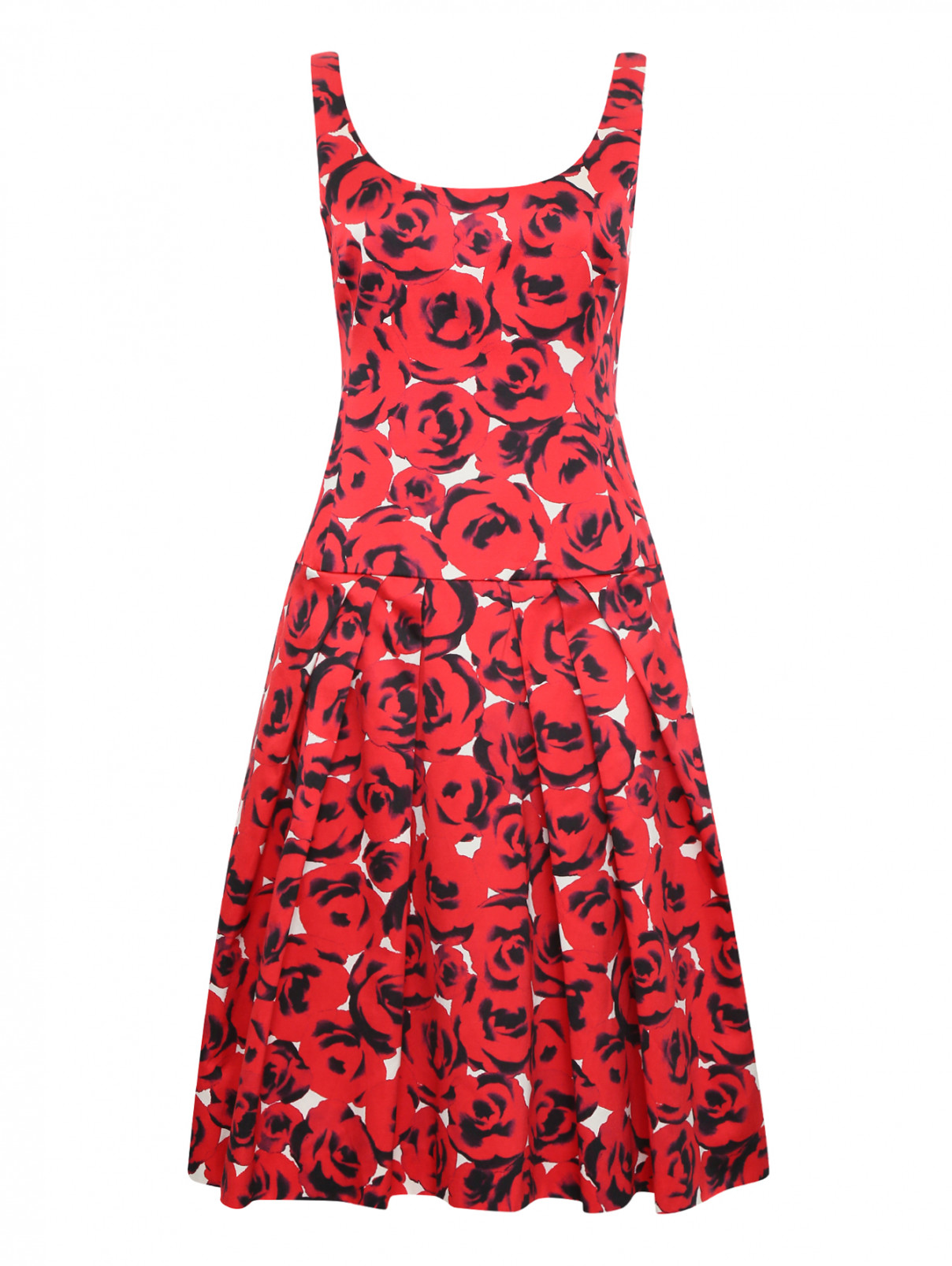 Платье из шелка и хлопка с цветочным узором Moschino  –  Общий вид  – Цвет:  Узор