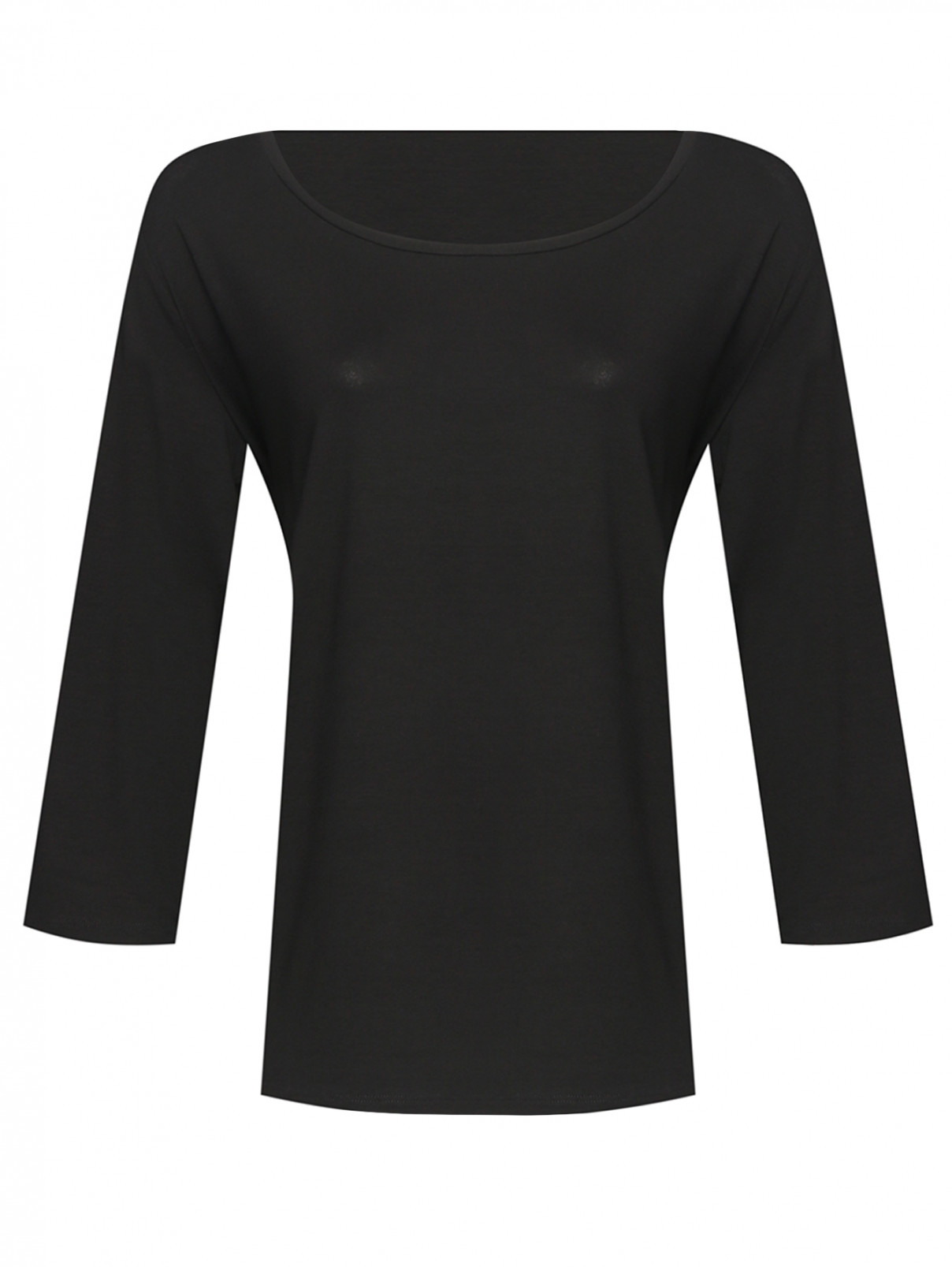 Однотонная футболка из вискозы Persona by Marina Rinaldi  –  Общий вид  – Цвет:  Черный