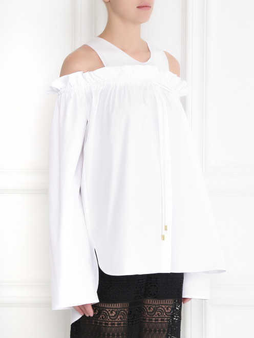 Объемная блуза из хлопка с трикотажной вставкой Alberta Ferretti - МодельВерхНиз