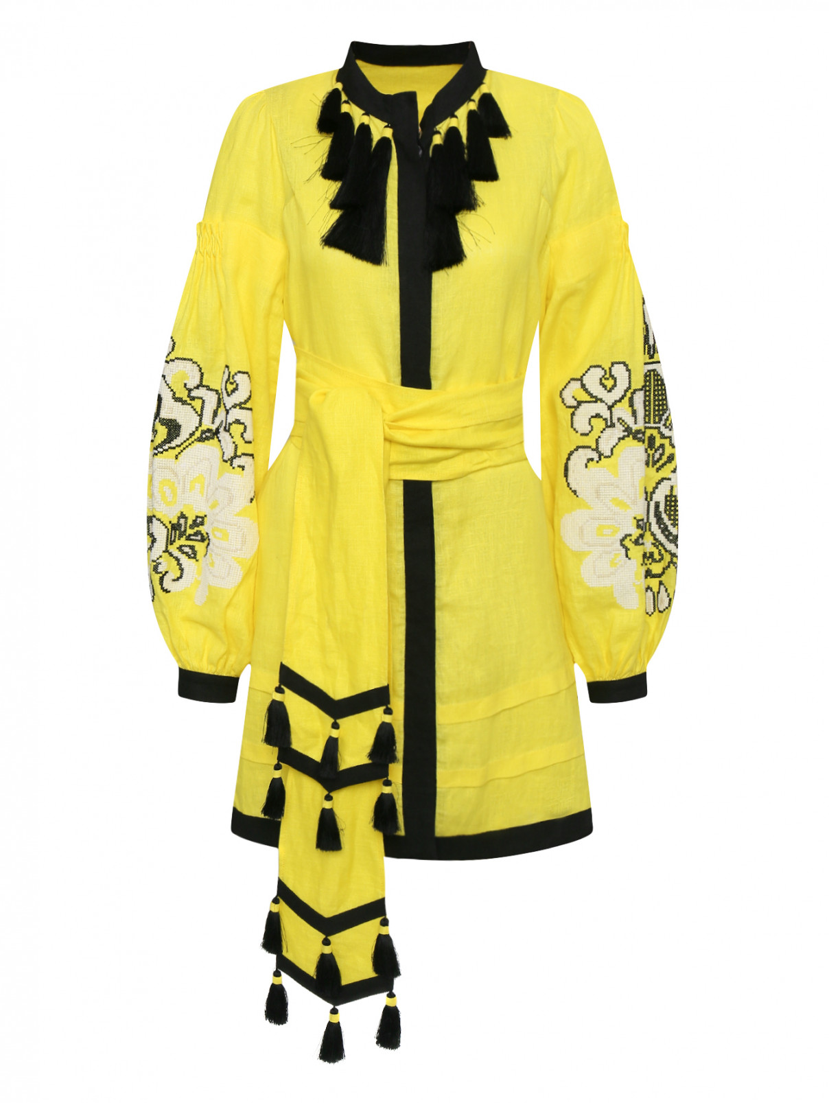 Платье из льна Yuliya Magdych  –  Общий вид  – Цвет:  Желтый