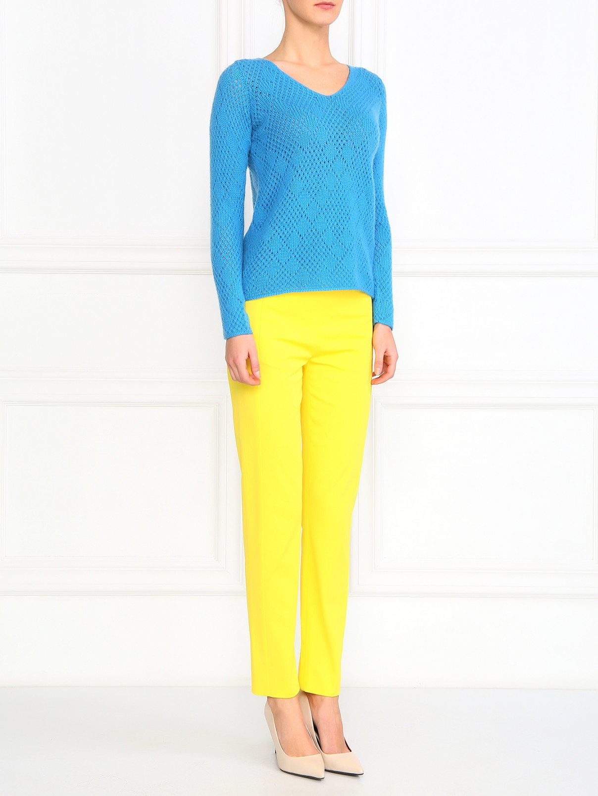 Прямые брюки из хлопка Philosophy di Alberta Ferretti  –  Модель Общий вид  – Цвет:  Желтый