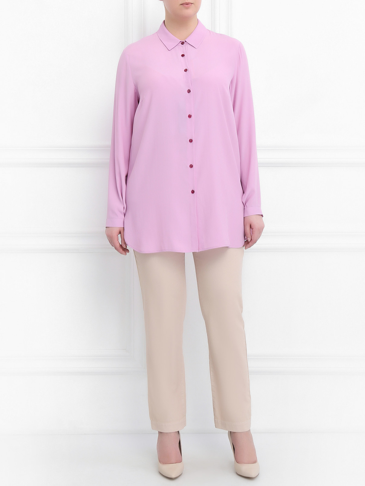 Блуза свободного кроя Marina Rinaldi  –  Модель Общий вид  – Цвет:  Розовый