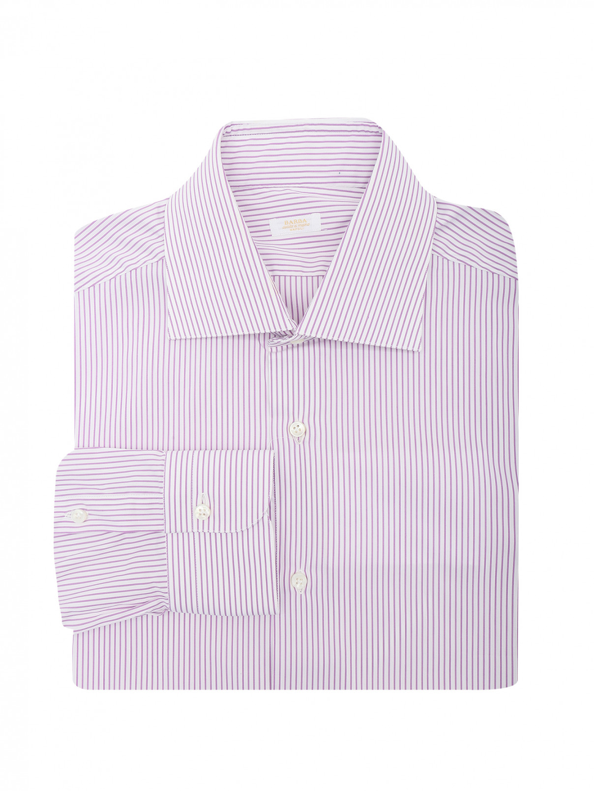 Рубашка из хлопка с узором "полоска" Barba Napoli  –  Общий вид  – Цвет:  Фиолетовый