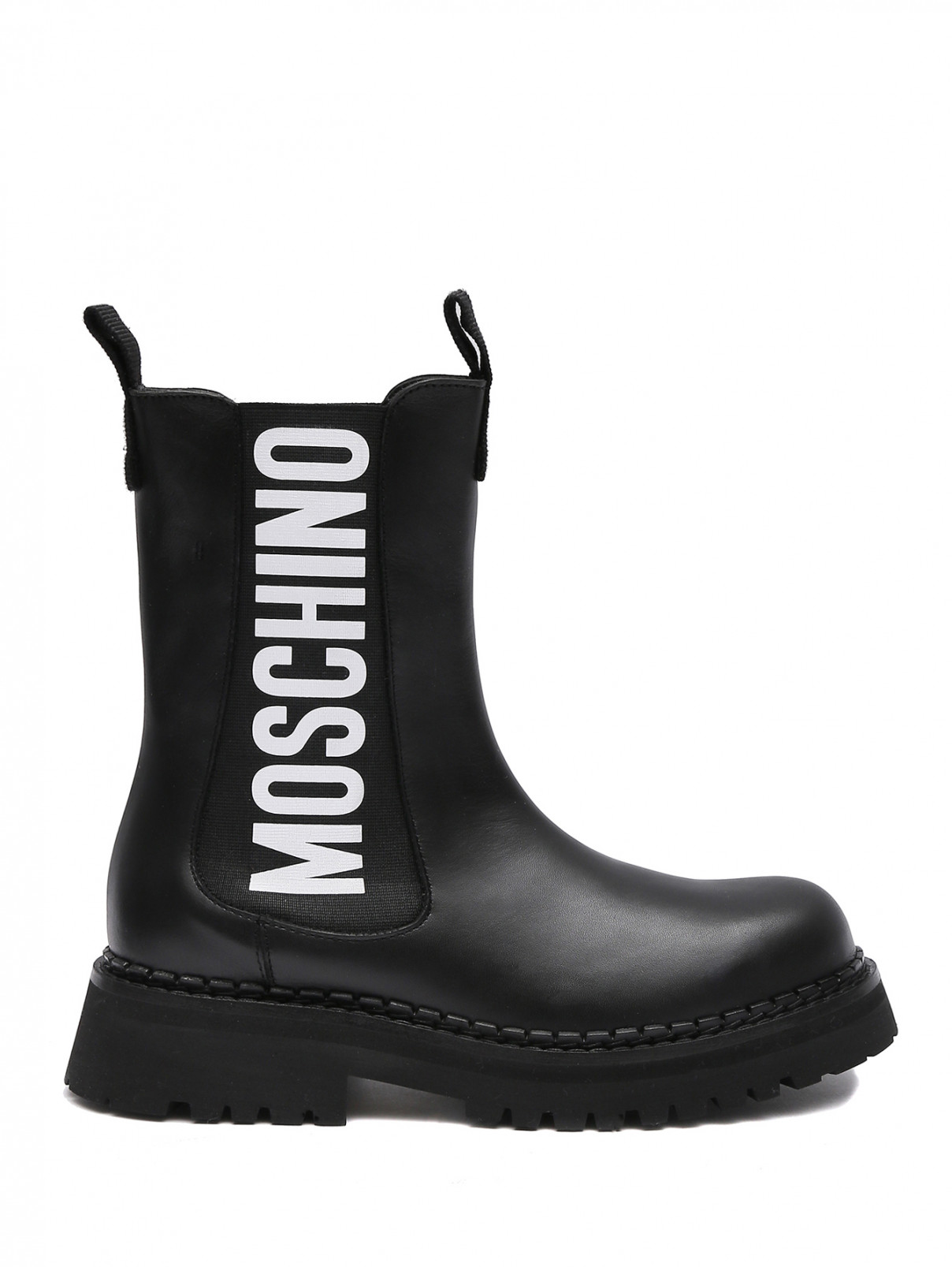 Высокие челси из кожи Moschino  –  Обтравка1  – Цвет:  Черный