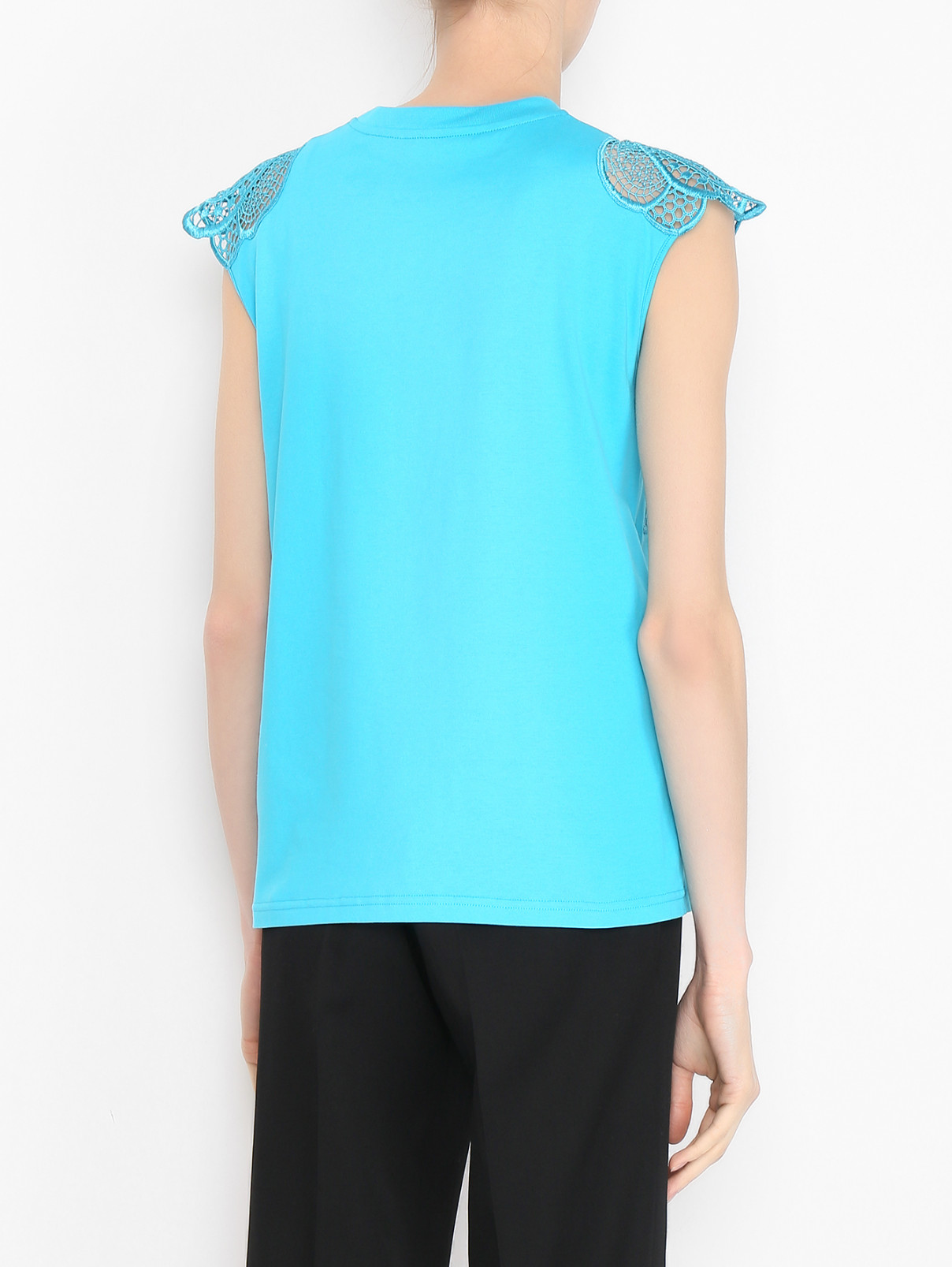 Блуза из хлопка с вышивкой Alberta Ferretti  –  МодельВерхНиз1  – Цвет:  Синий