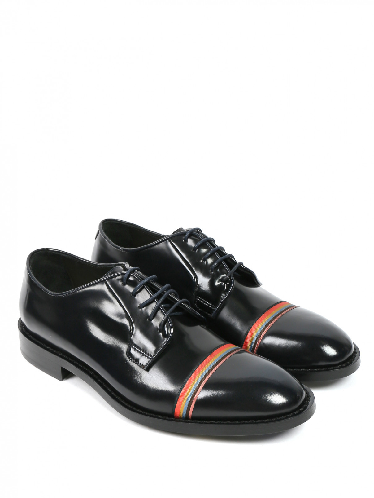 Ботинки из кожи с контрастной полоской Paul Smith  –  Общий вид  – Цвет:  Черный