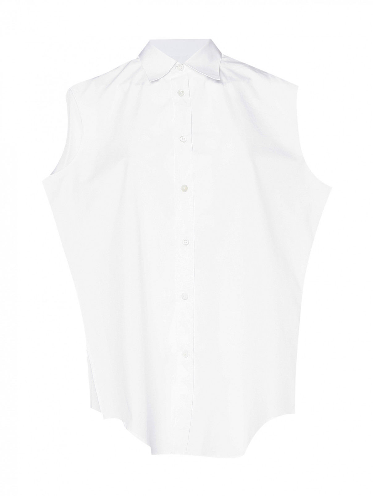 Рубашка из хлопка однотонная Maison Margiela  –  Общий вид  – Цвет:  Белый