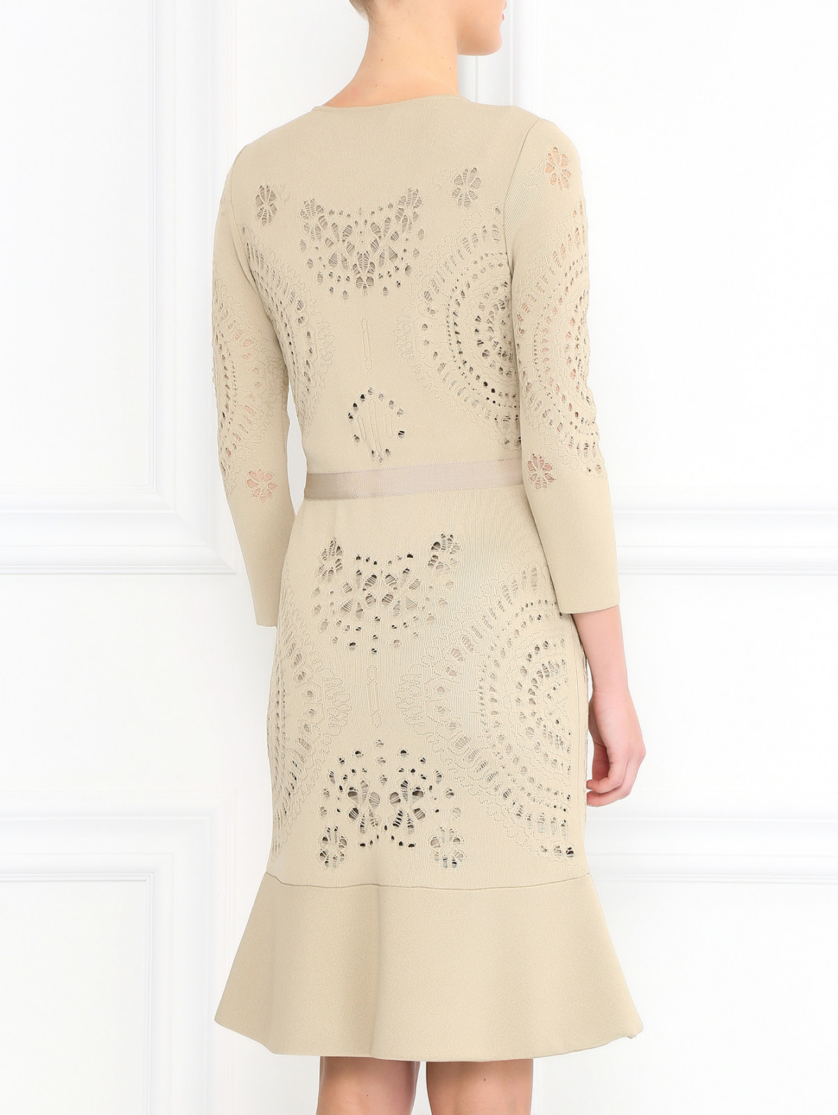Трикотажное платье-миди фактурной вязки Giambattista Valli  –  Модель Верх-Низ1  – Цвет:  Бежевый