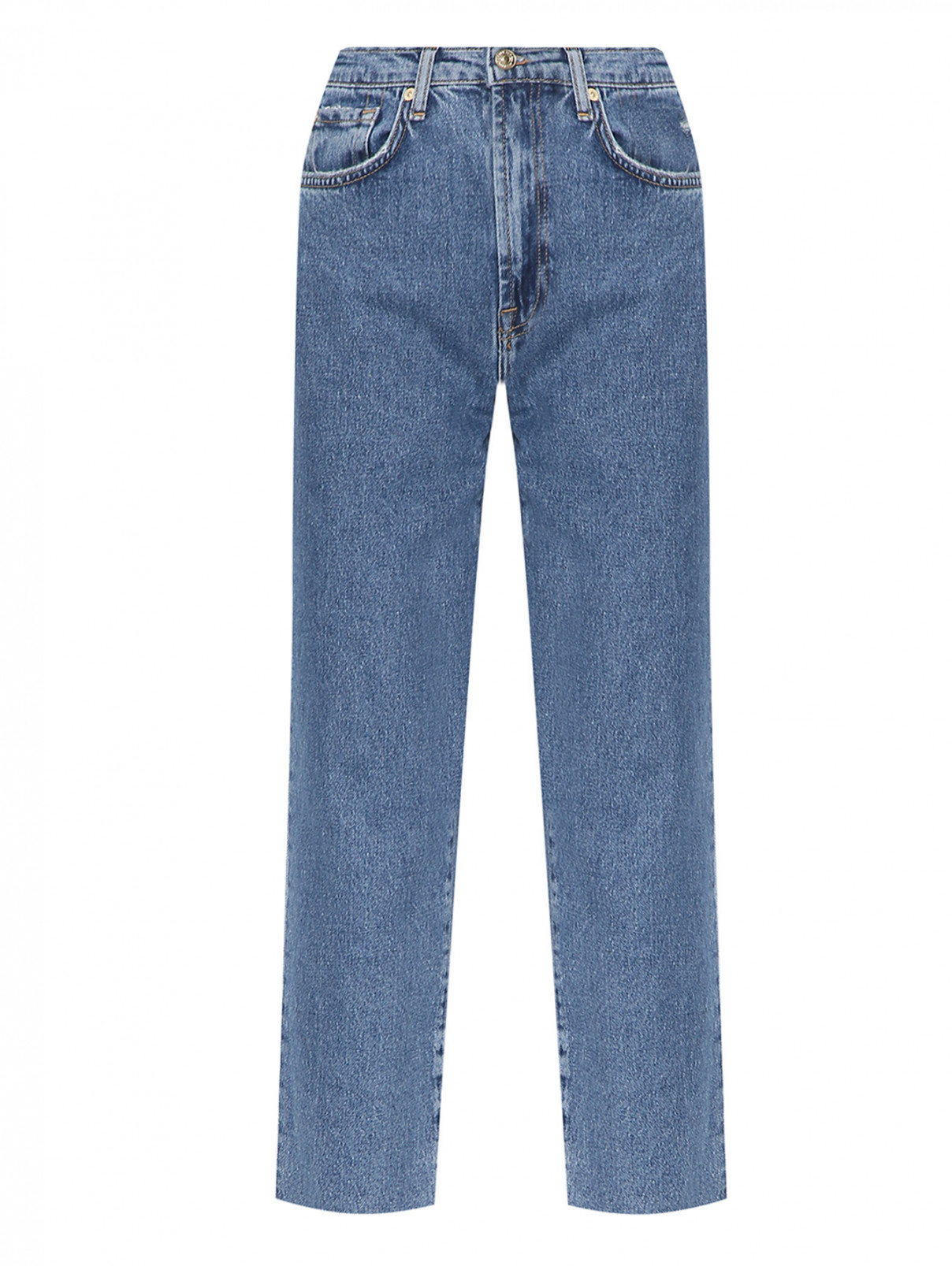 Укороченные джинсы с необработанным краем 7 For All Mankind  –  Общий вид  – Цвет:  Синий