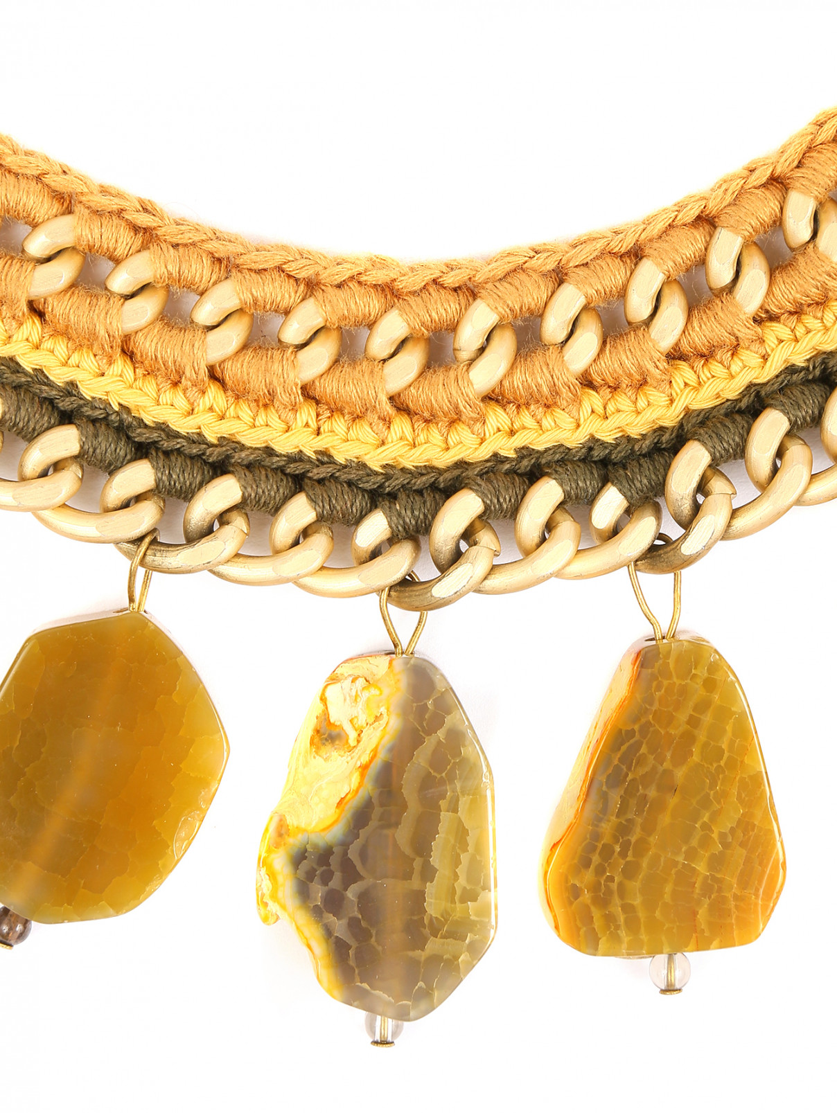 Ожерелье на цепи с отделкой из нитей и камней Inga Kazumyan  –  Деталь  – Цвет:  Мультиколор