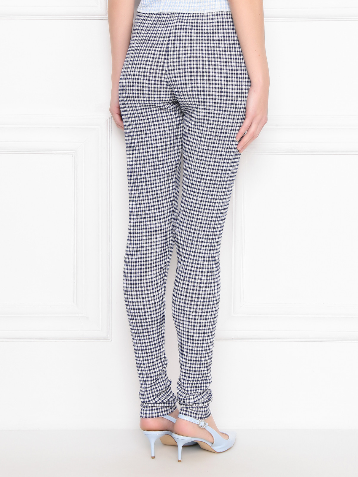 Брюки из жатой ткани в клетку Jil Sander  –  МодельВерхНиз1  – Цвет:  Синий