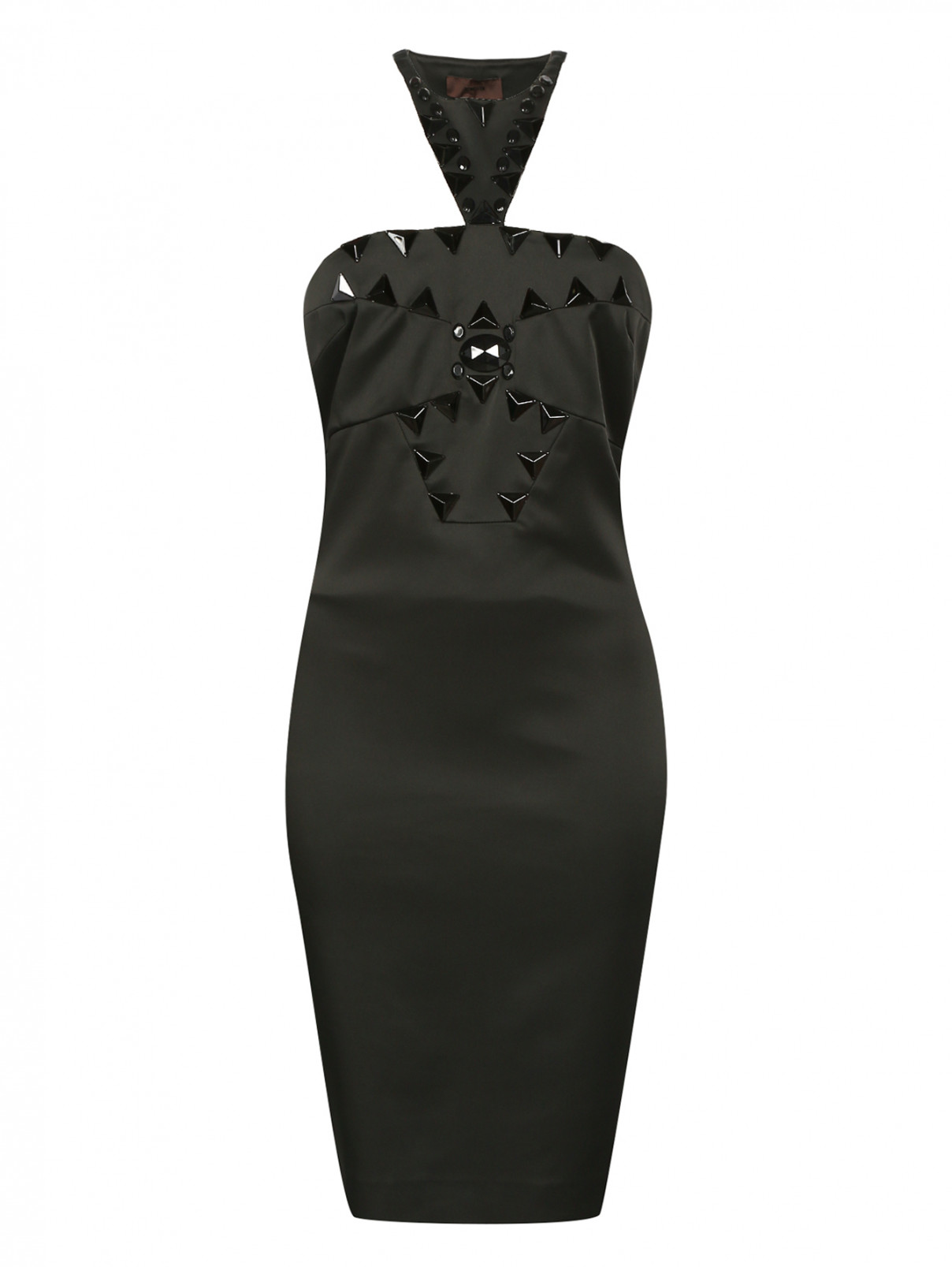 Платье-футляр с декоративной фурнитурой JO NO FUI  –  Общий вид  – Цвет:  Черный