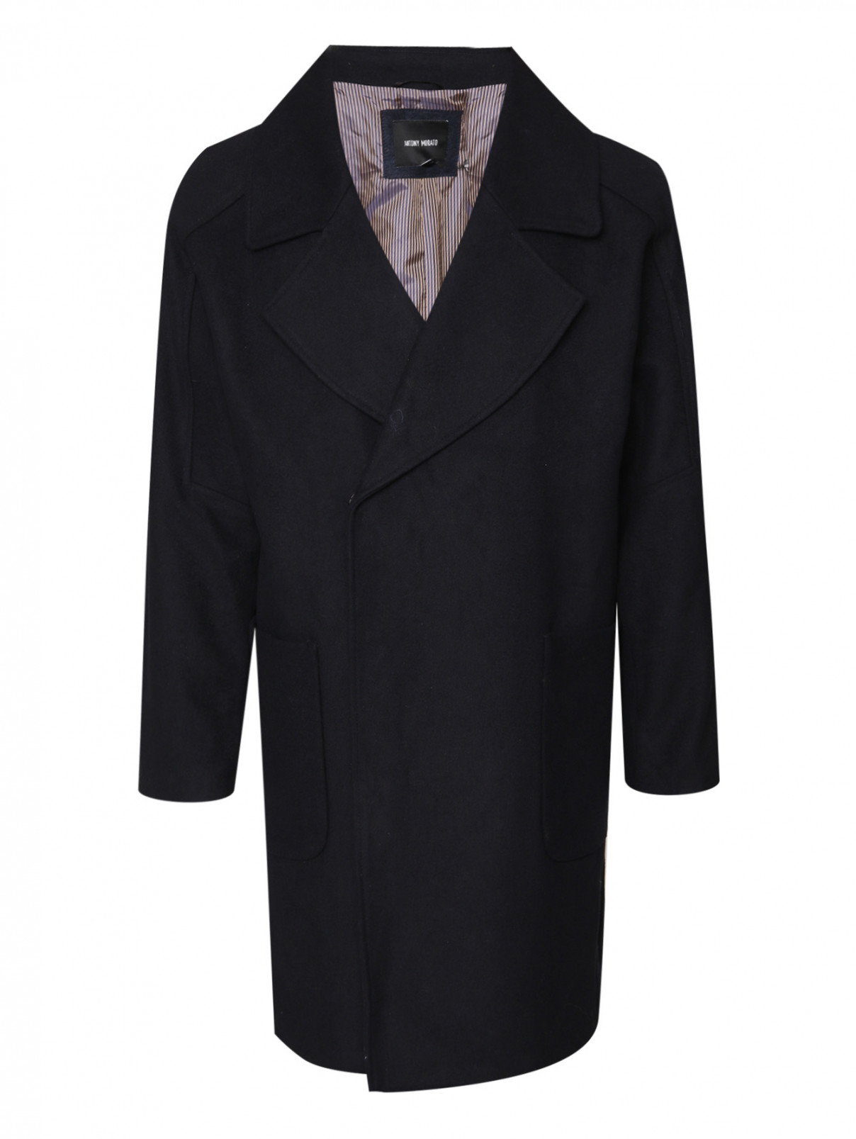 Пальто из смешанной шерсти с карманами Antony Morato  –  Общий вид  – Цвет:  Черный