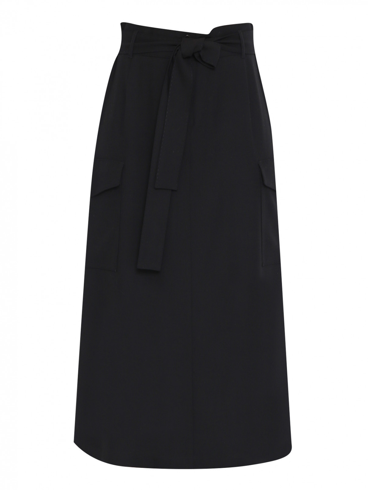 Юбка-миди с карманами Marina Rinaldi  –  Общий вид  – Цвет:  Черный