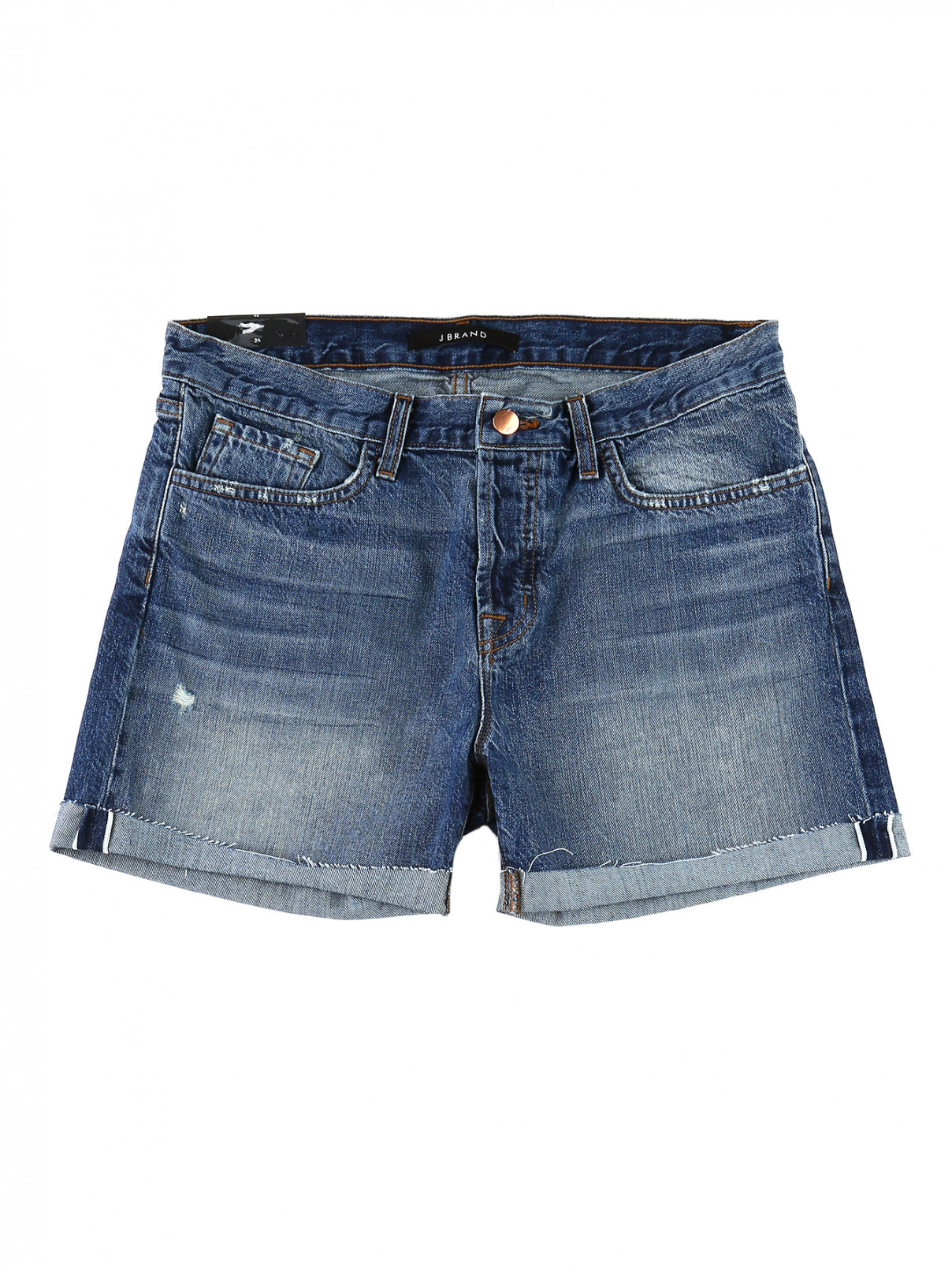Джинсовые шорты с подвернутыми манжетами J Brand  –  Общий вид  – Цвет:  Синий