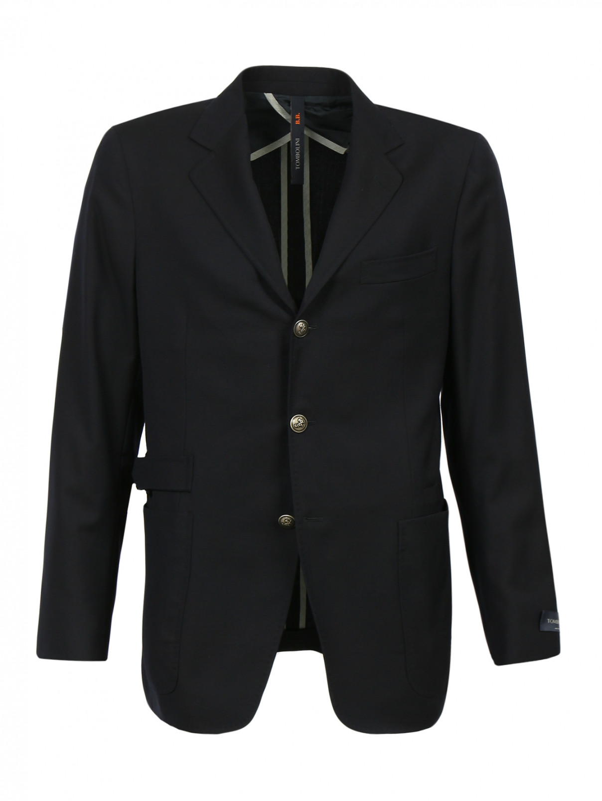 Однобортный пиджак из шерсти Tombolini  –  Общий вид  – Цвет:  Черный