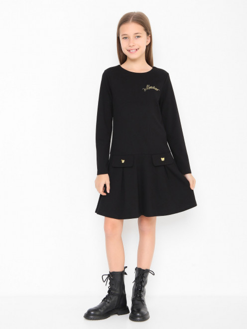 Однотонное платье с декоративными пуговицами Moschino - МодельОбщийВид
